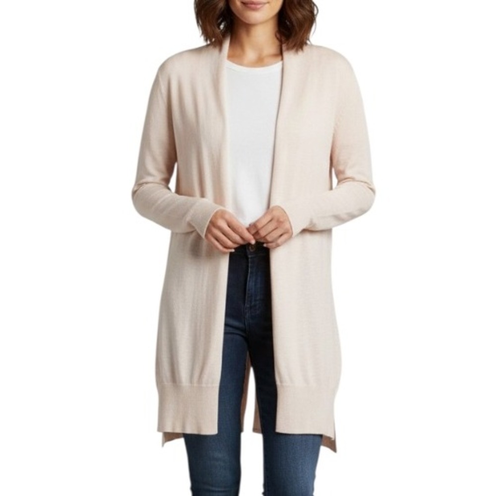CALIA by CARRIE UNDERWOOD Pale Peach SWEATER WRAP OPEN CARDIGAN Cotton Blend M